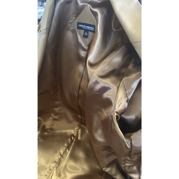 Valerie Stevens Genuine Lamb Leather Coat Camel Brown Size Large *Lining Damage* - Picture 11 of 16